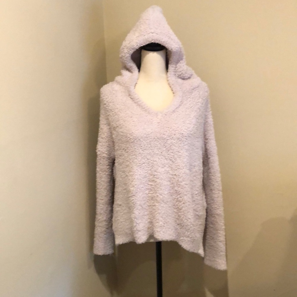 Cuddly soft pink fleece hooded sweater